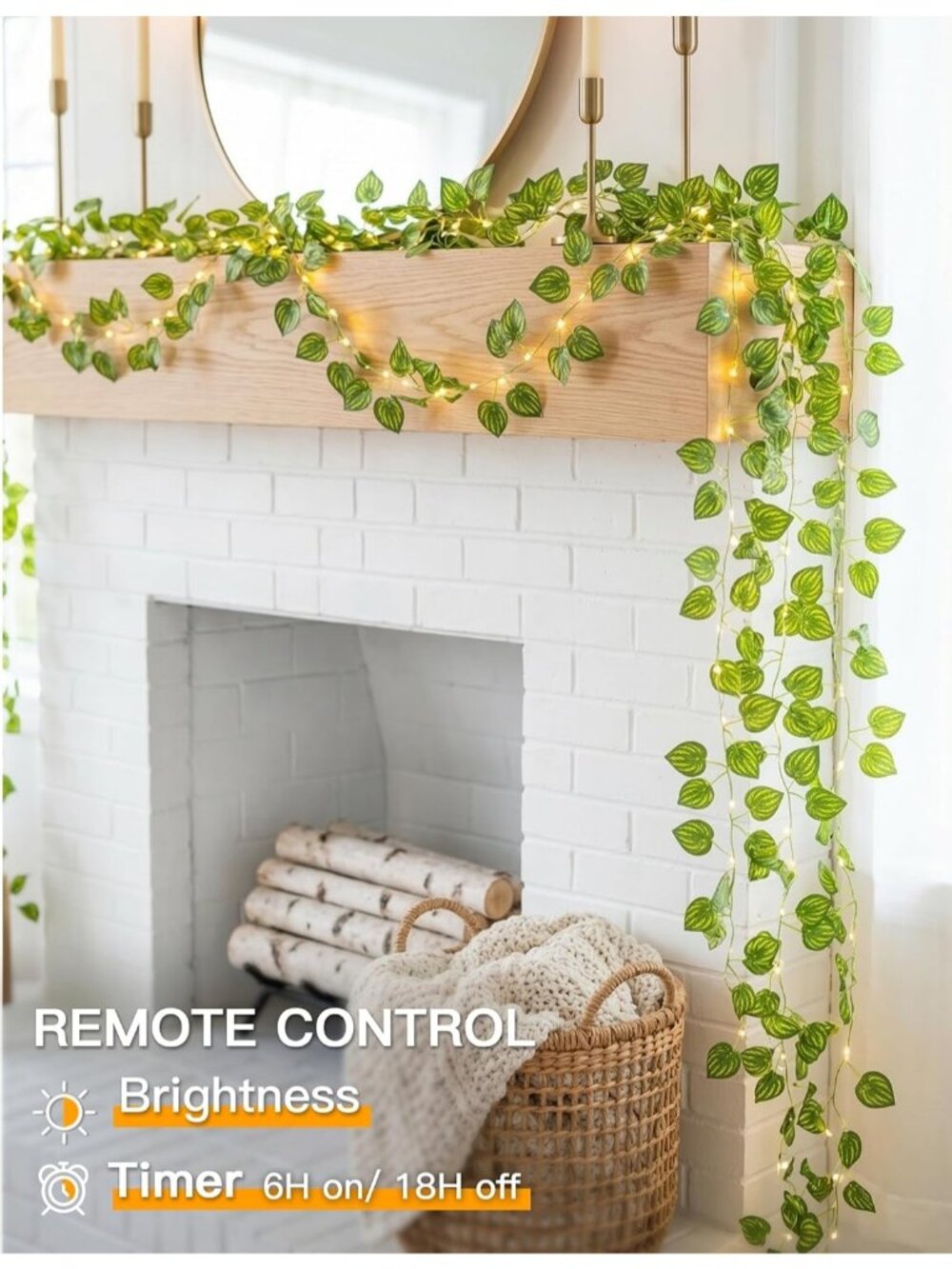New 33ft 100 LED Watermelon Leaf Fairy Lights with Remote USB Battery Vine Decor - Picture 4 of 7